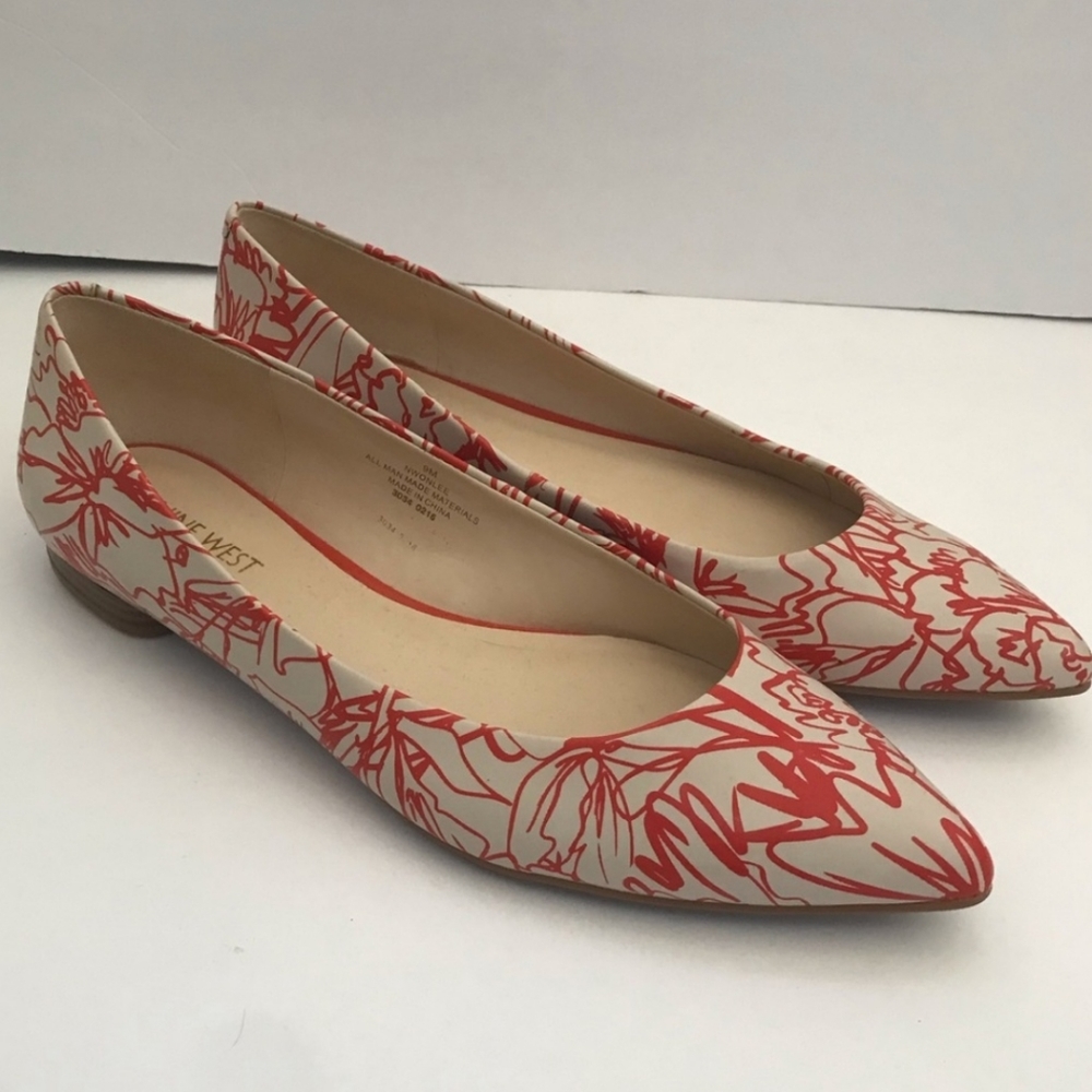 Nine West Orange Floral Flats